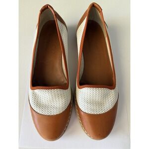 CASUCCIO Italy Women's Leather Woven Slip-On Flats Brown Beige Size Eur 37